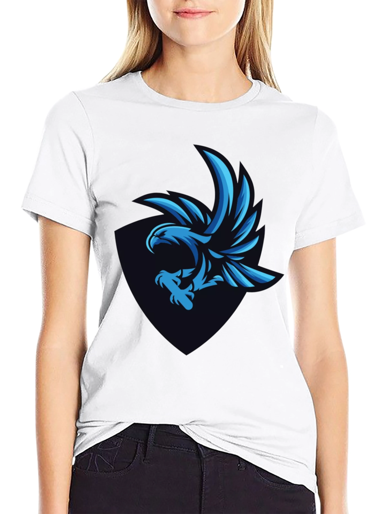 Cool Blue Eagle Graphic Tee - Mens Black T-Shirt