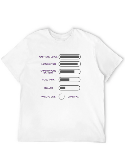 Funny Novelty T-Shirt: Caffeine Level & Will to Live