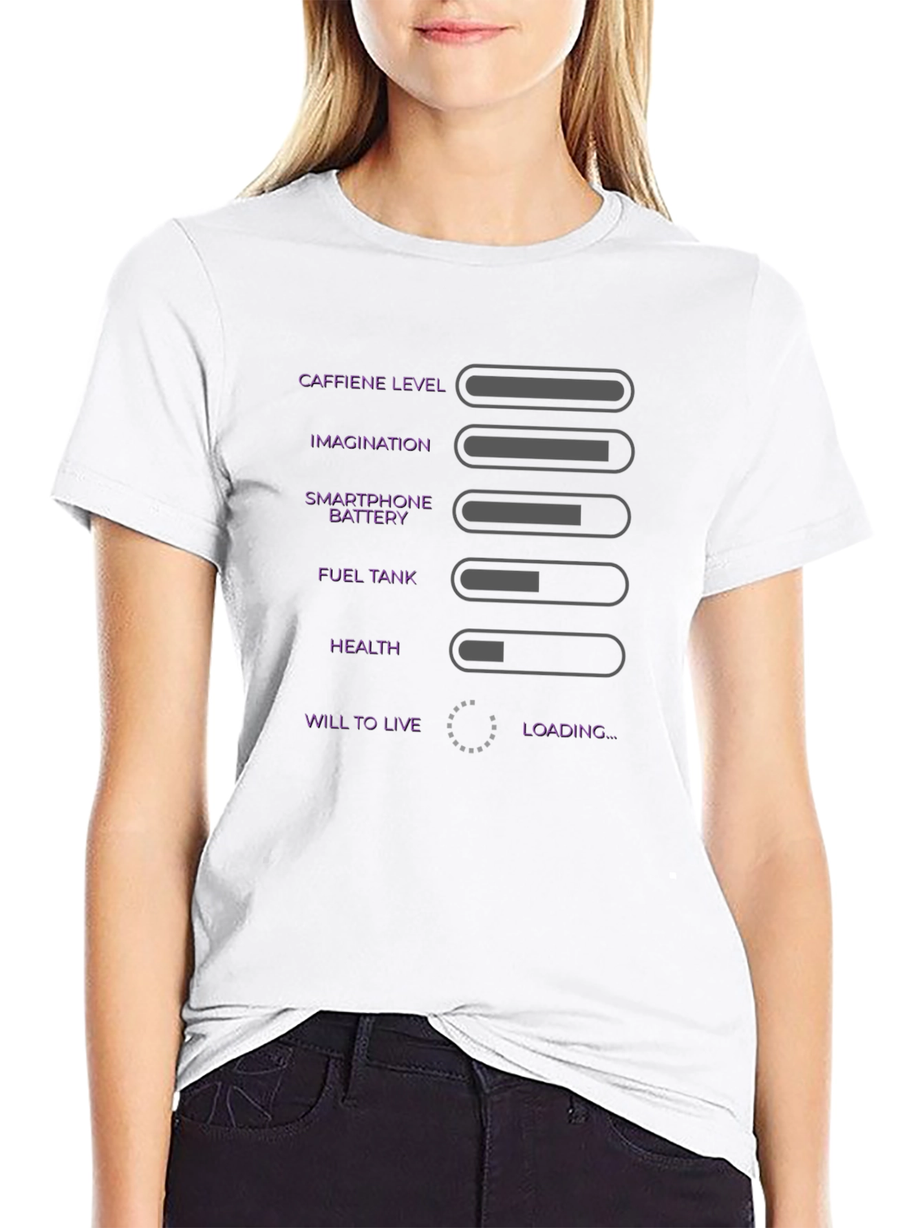 Funny Novelty T-Shirt: Caffeine Level & Will to Live
