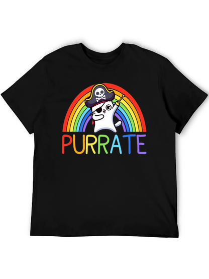 Purrate T-Shirt: Rainbow Cat Pirate Tee