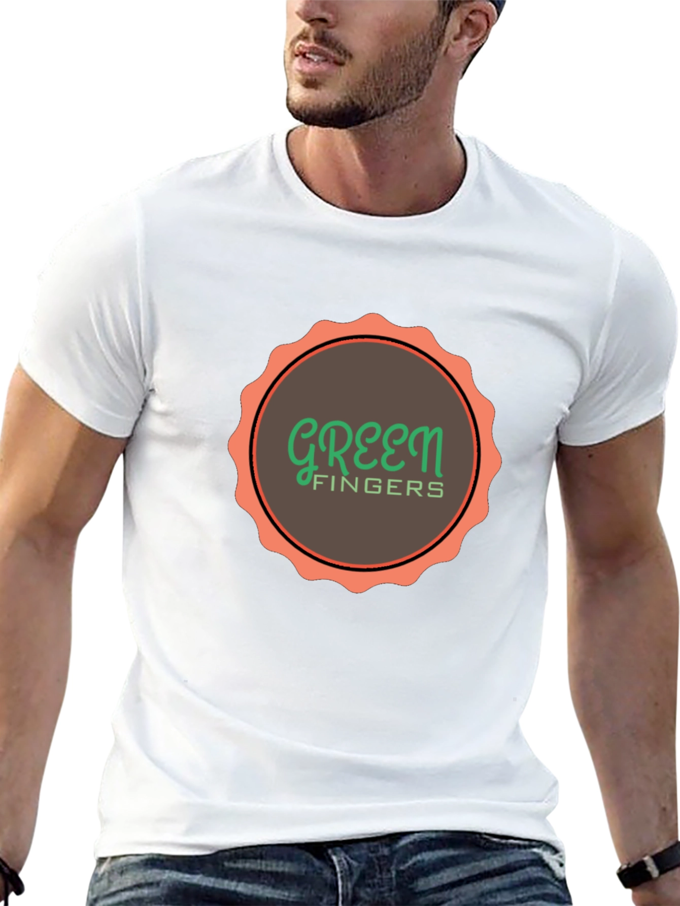 Green Fingers Graphic Print Black T-Shirt