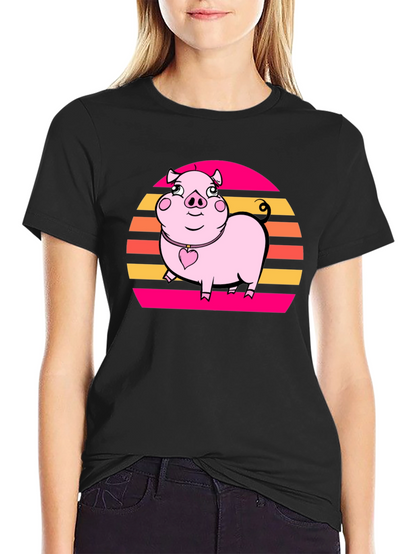 Retro Piggy T-Shirt: Cute Cartoon Graphic Tee