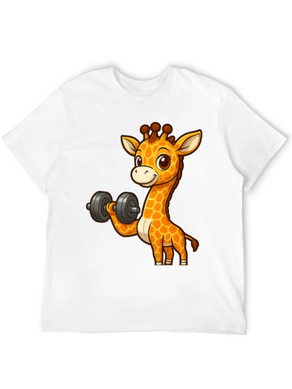 Giraffe Lifting Dumbbell Graphic T-Shirt