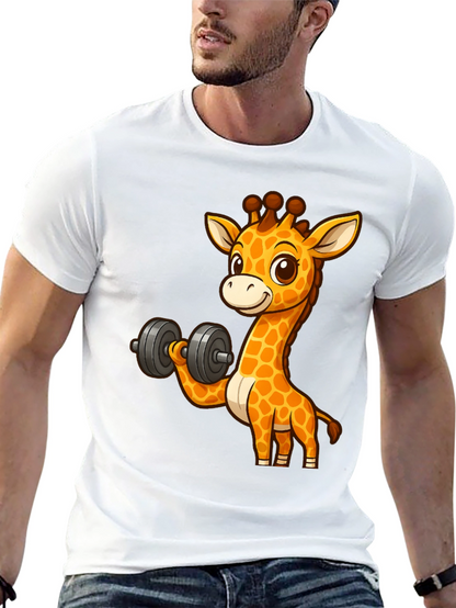 Giraffe Lifting Dumbbell Graphic T-Shirt