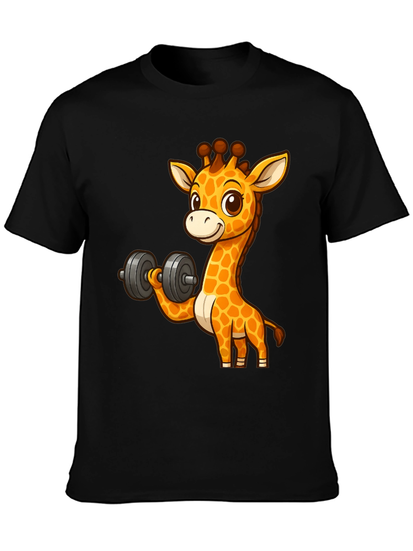 Giraffe Lifting Dumbbell Graphic T-Shirt