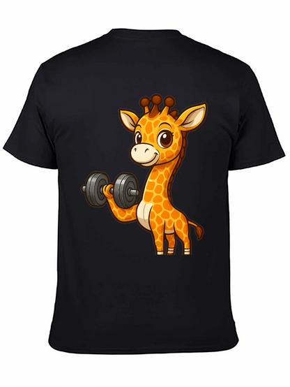 Giraffe Lifting Dumbbell Graphic T-Shirt