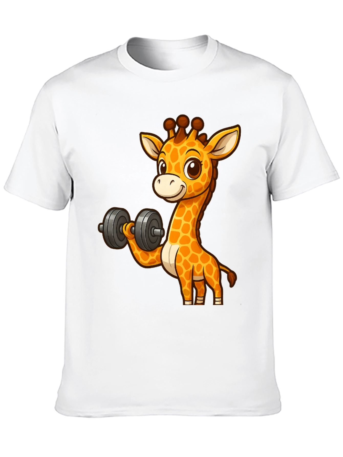 Giraffe Lifting Dumbbell Graphic T-Shirt