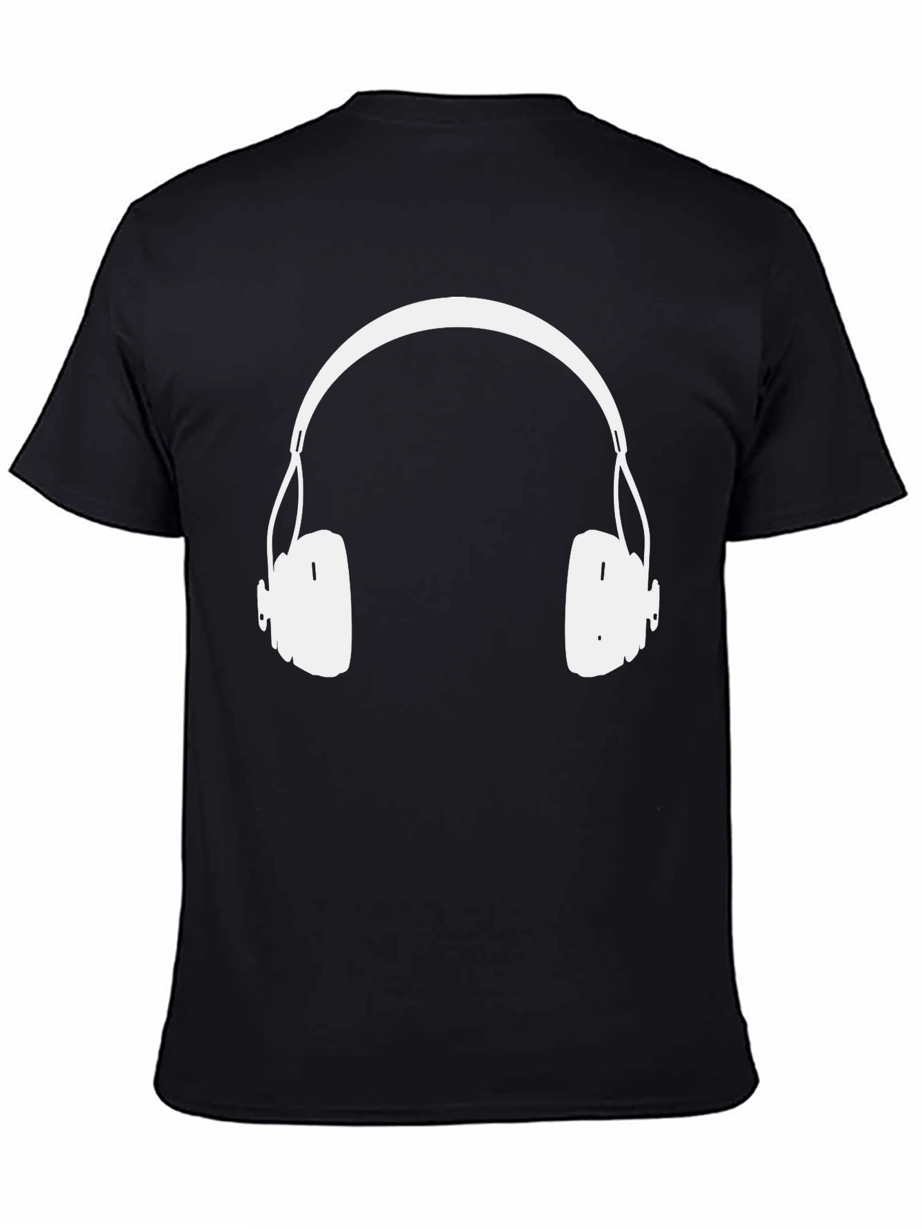 Headphones Graphic Tee - Black Cotton Blend