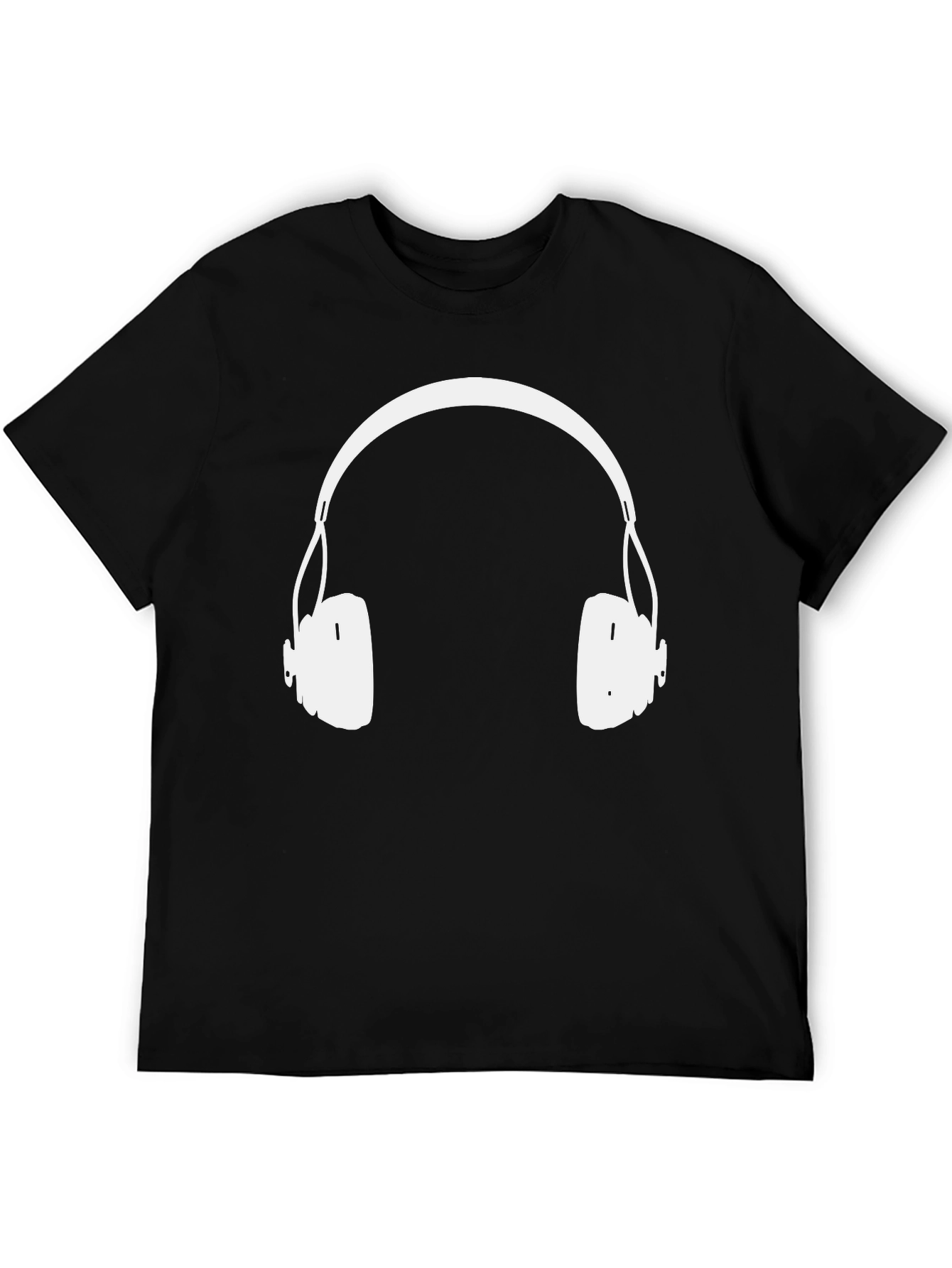 Headphones Graphic Tee - Black Cotton Blend