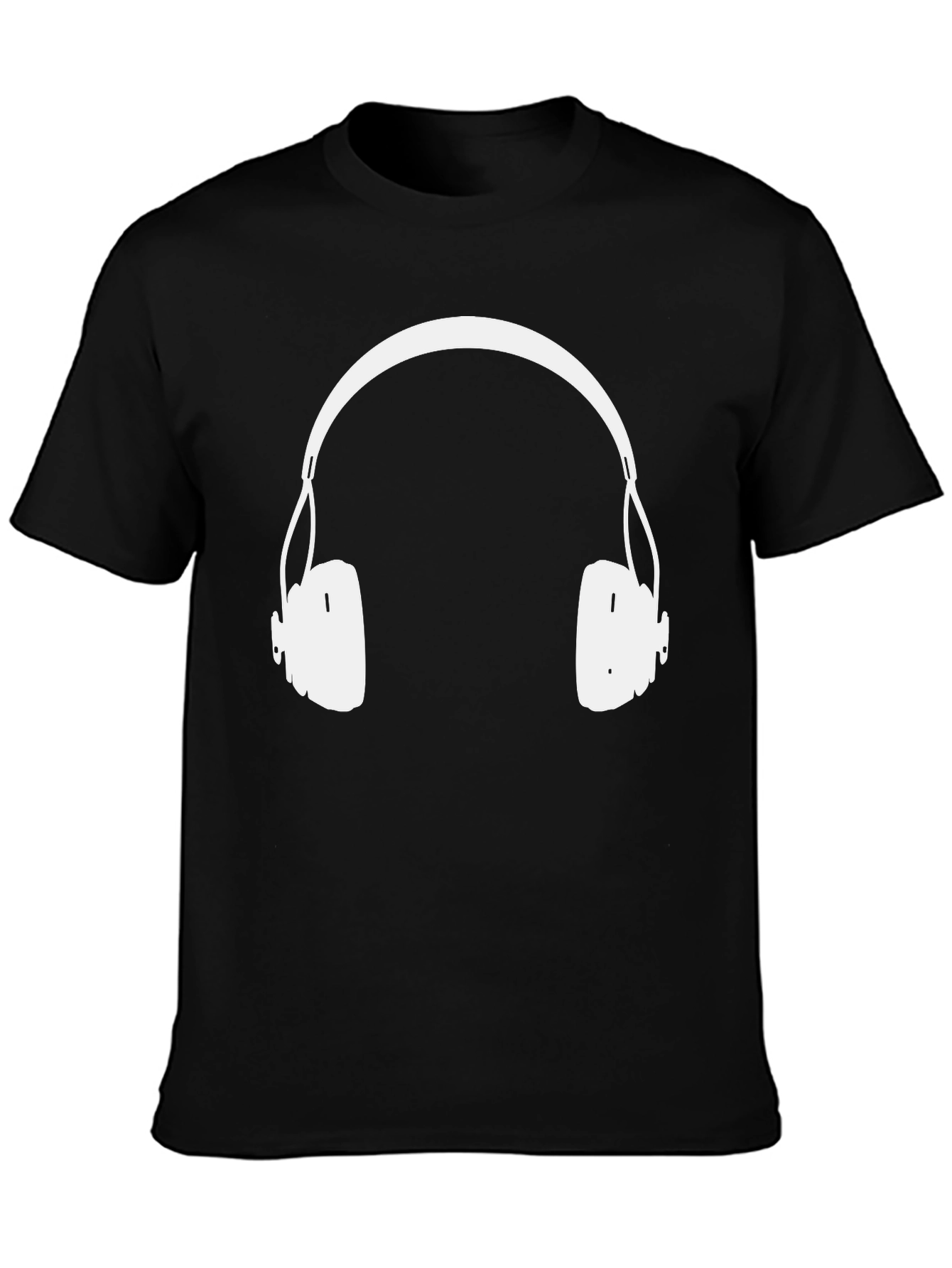 Headphones Graphic Tee - Black Cotton Blend