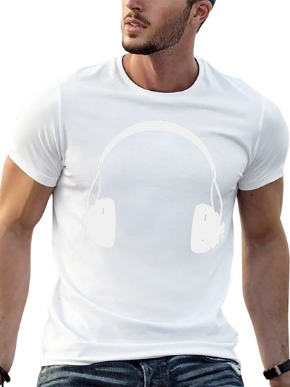 Headphones Graphic Tee - Black Cotton Blend