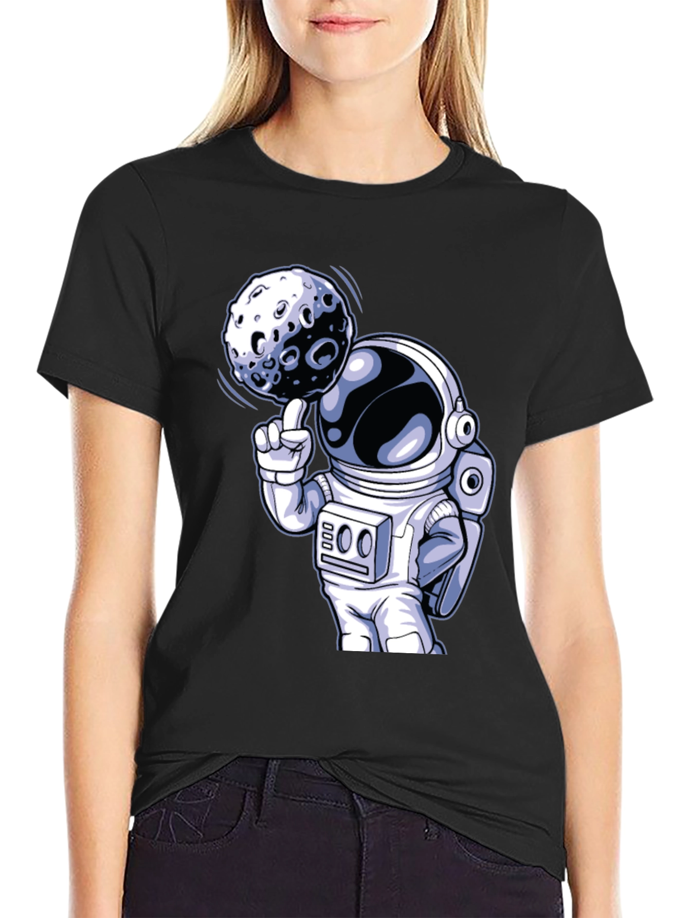 Astronaut Moon Spin Graphic T-Shirt - Outer Space Style
