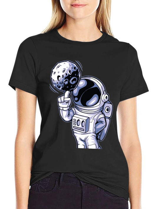 Astronaut Moon Spin Graphic T-Shirt - Outer Space Style