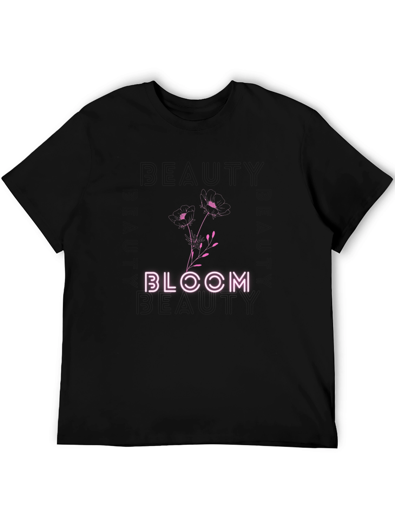 Bloom Graphic Tee - Black Cotton Blend T-Shirt