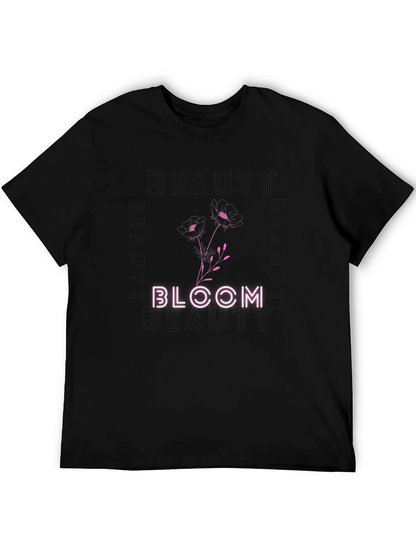 Bloom Graphic Tee - Black Cotton Blend T-Shirt