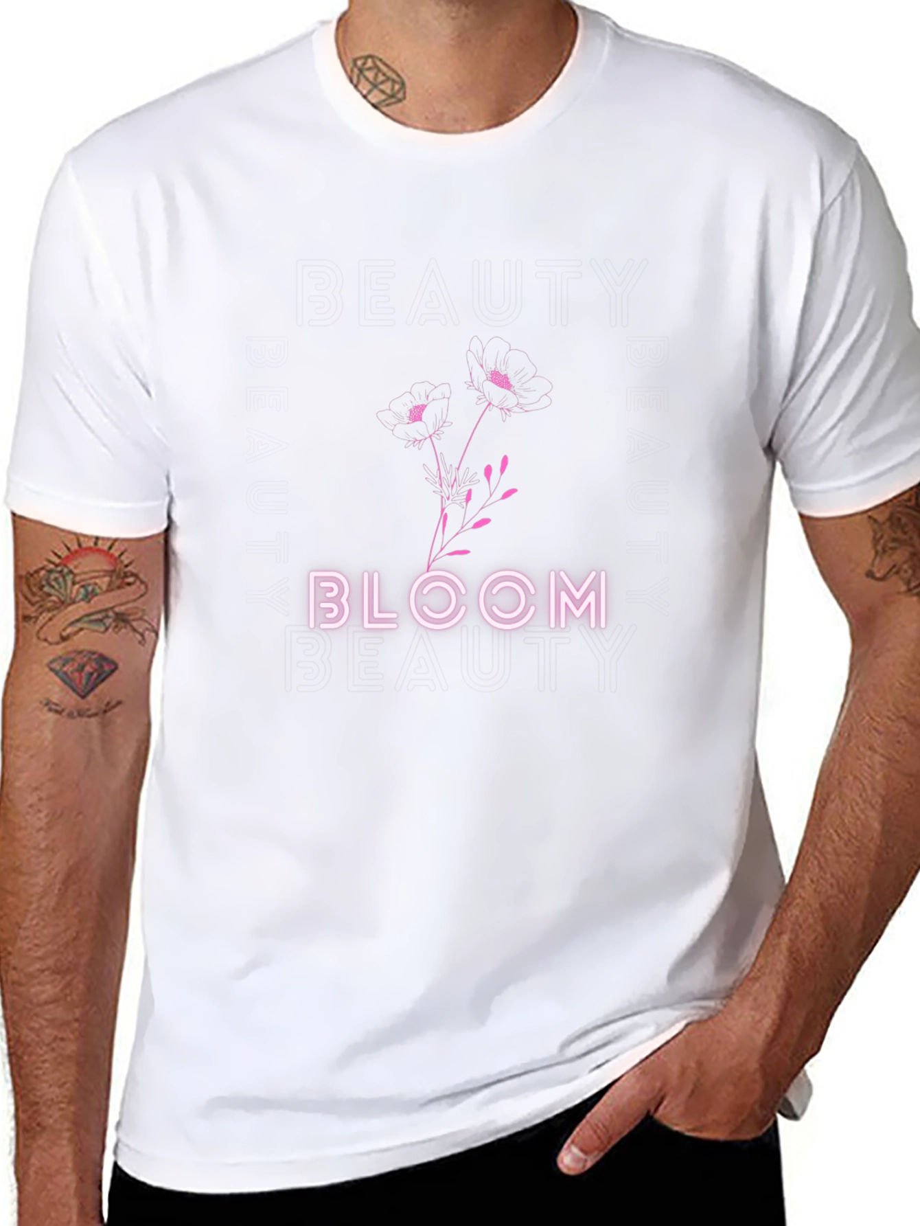 Bloom Graphic Tee - Black Cotton Blend T-Shirt