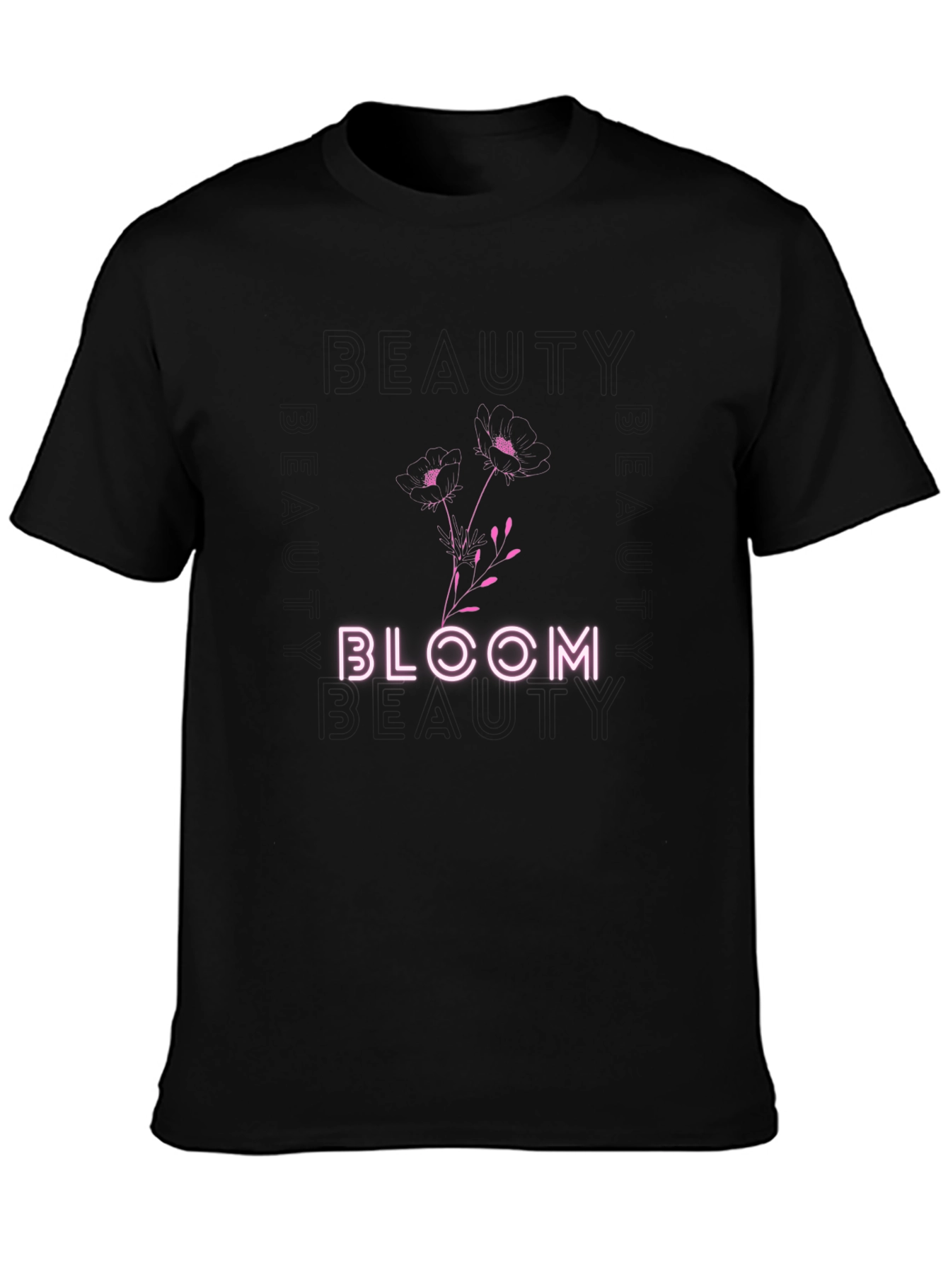 Bloom Graphic Tee - Black Cotton Blend T-Shirt