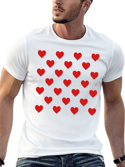 Heart Pattern Black Tee - Modern Casual Style
