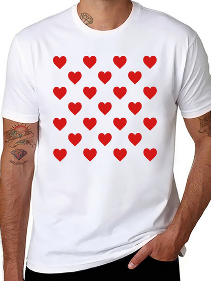 Heart Pattern Black Tee - Modern Casual Style
