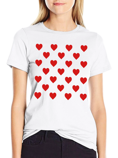 Heart Pattern Black Tee - Modern Casual Style