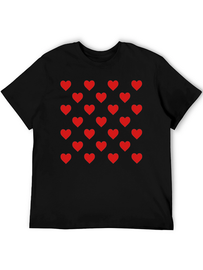 Heart Pattern Black Tee - Modern Casual Style
