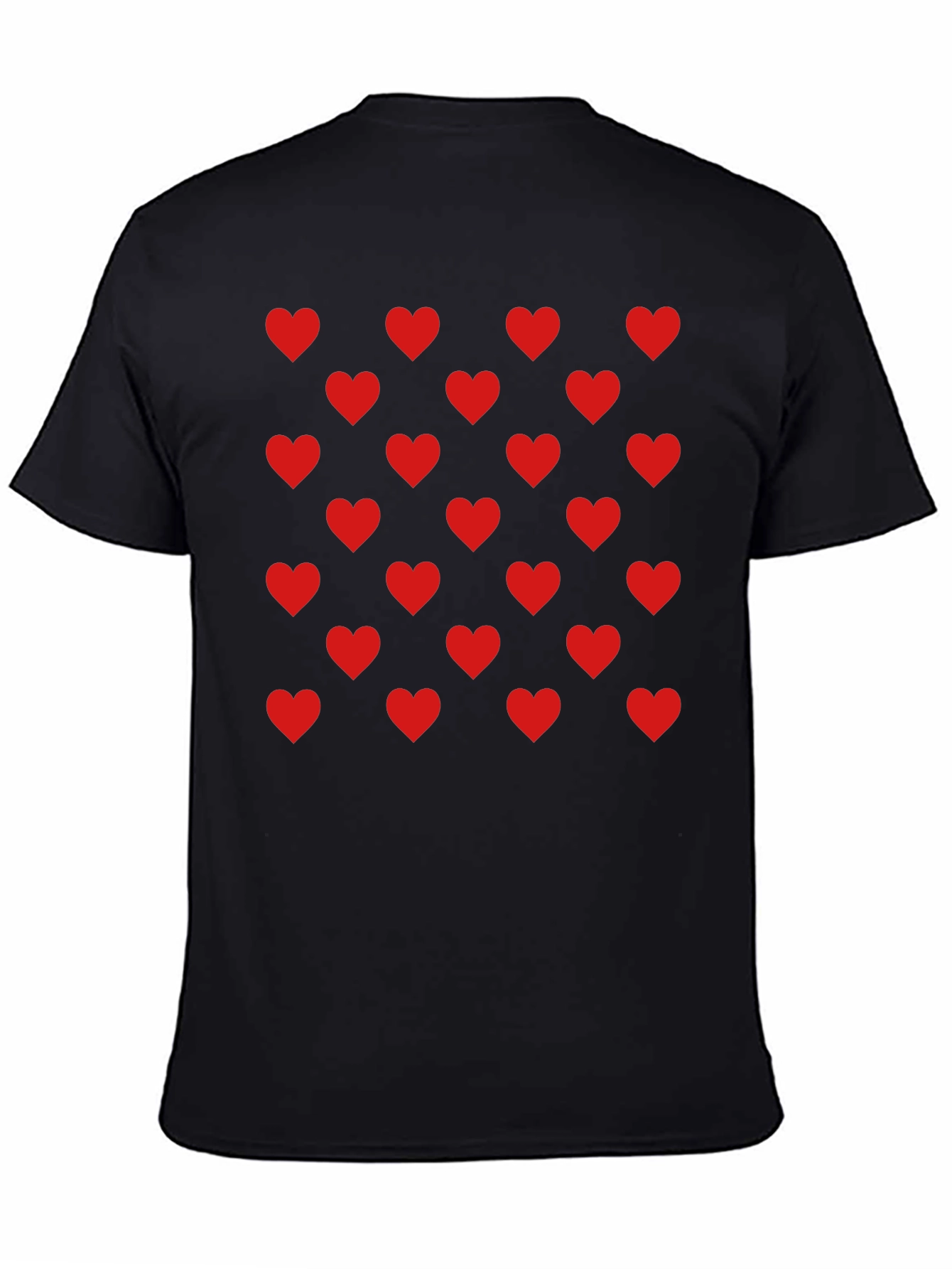 Heart Pattern Black Tee - Modern Casual Style