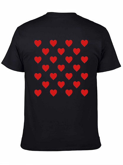 Heart Pattern Black Tee - Modern Casual Style