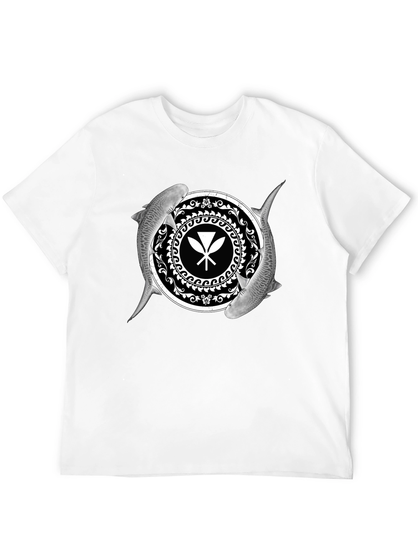 Shark and Paddle Graphic Black T-Shirt