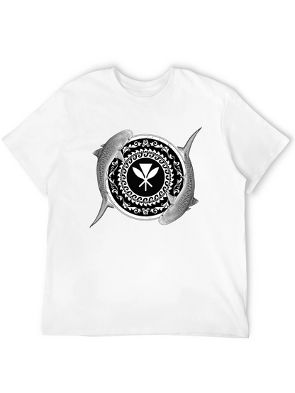 Shark and Paddle Graphic Black T-Shirt
