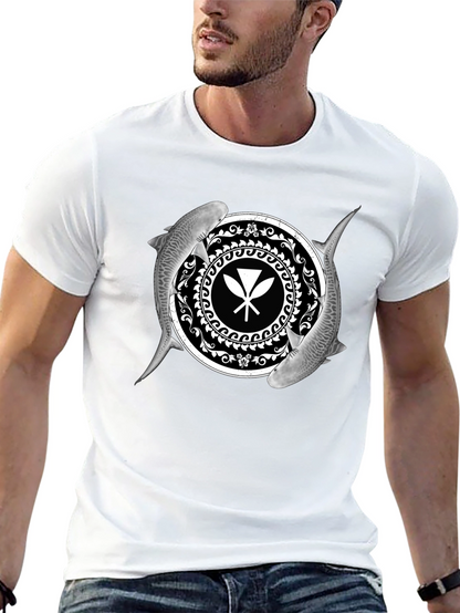 Shark and Paddle Graphic Black T-Shirt