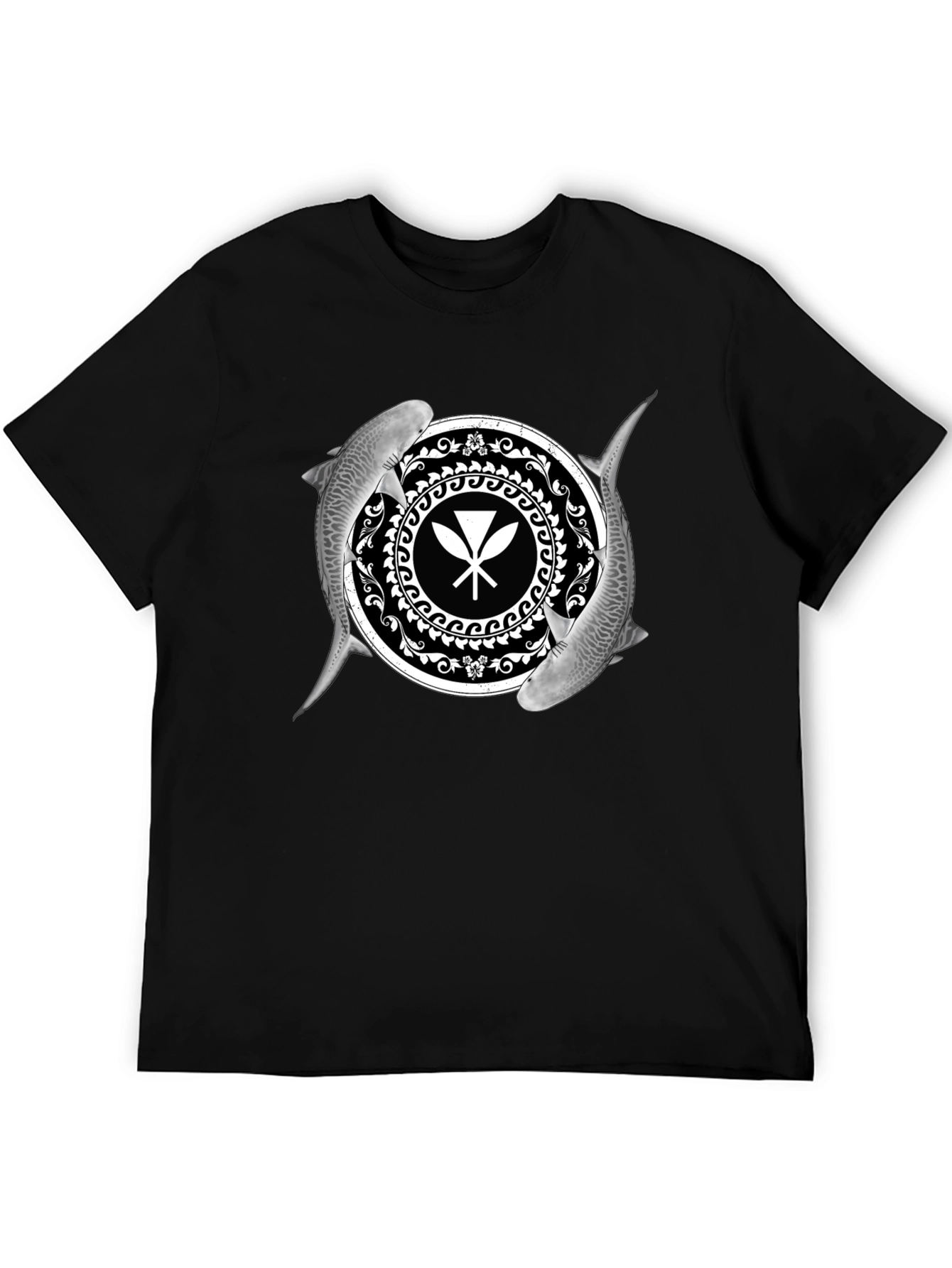 Shark and Paddle Graphic Black T-Shirt