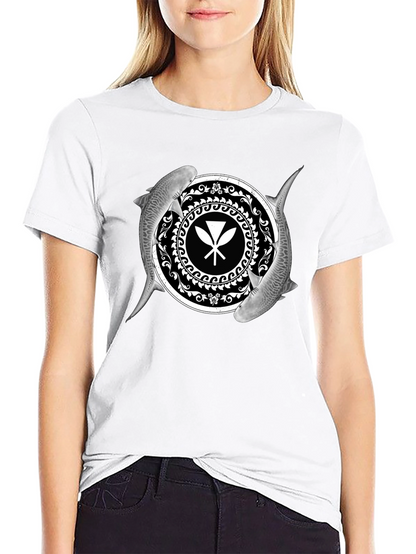 Shark and Paddle Graphic Black T-Shirt