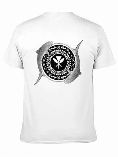 Shark and Paddle Graphic Black T-Shirt