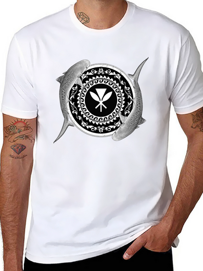 Shark and Paddle Graphic Black T-Shirt