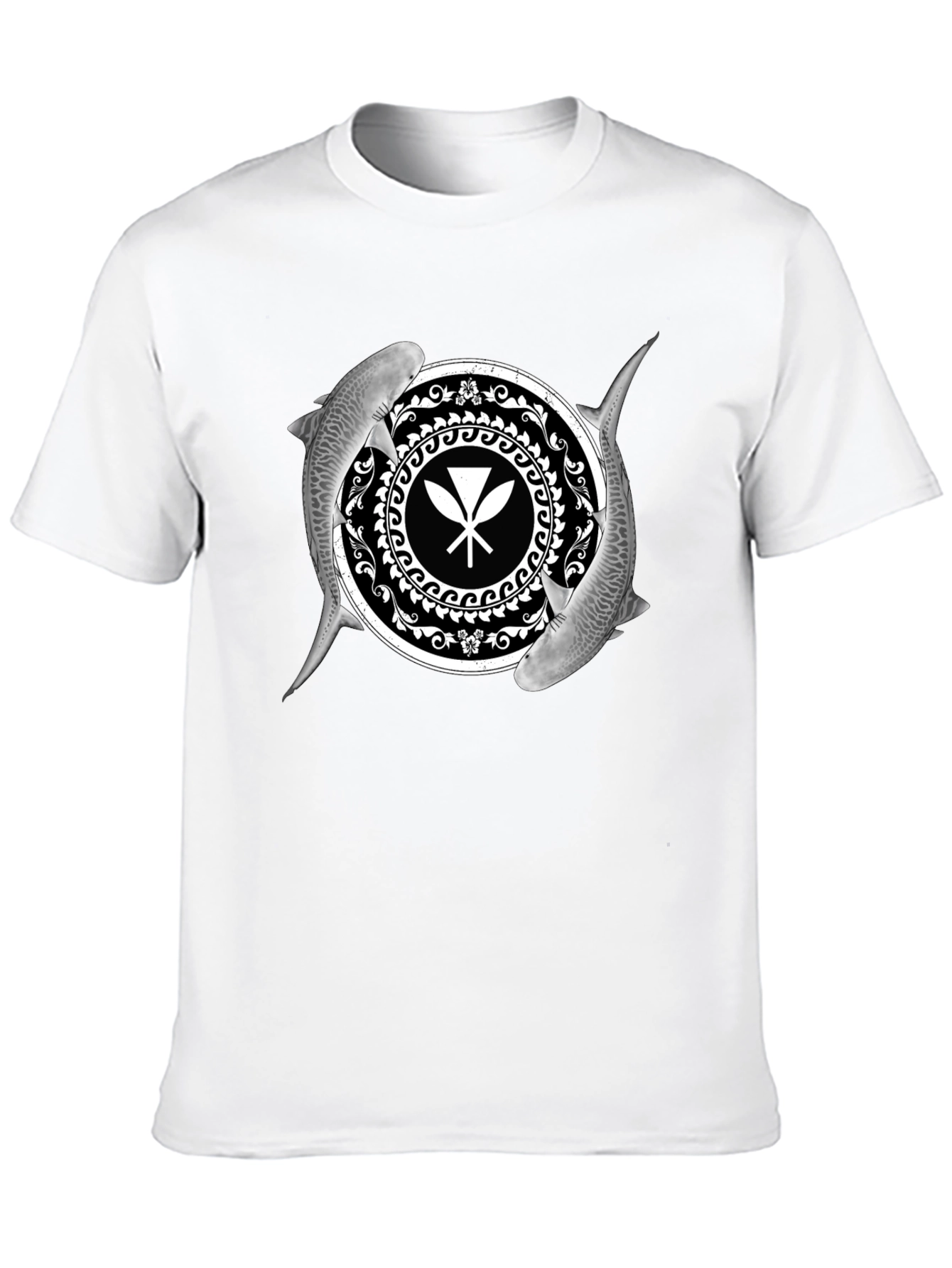 Shark and Paddle Graphic Black T-Shirt