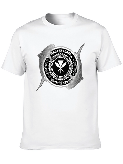 Shark and Paddle Graphic Black T-Shirt