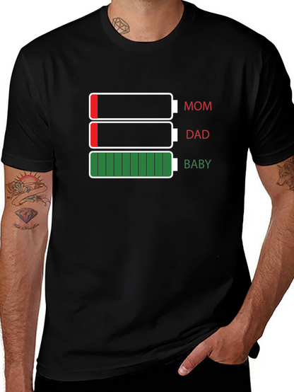 Family Battery Level T-Shirt - Mom Dad Baby