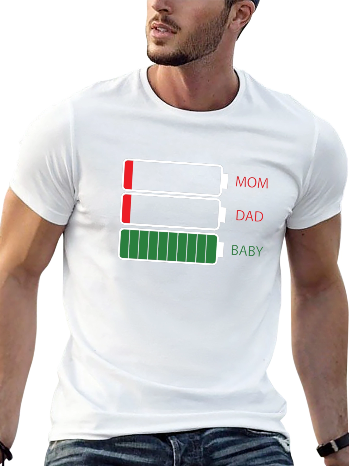 Family Battery Level T-Shirt - Mom Dad Baby