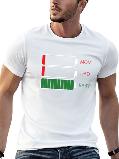 Family Battery Level T-Shirt - Mom Dad Baby