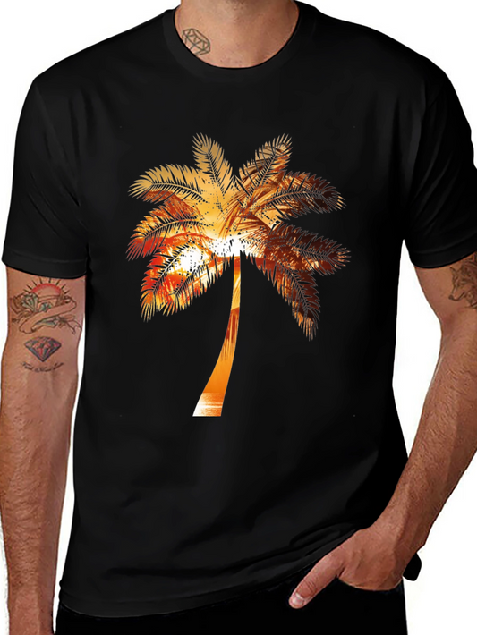 Sunset Palm Tree Graphic Tee - Tropical Vibe Shirt