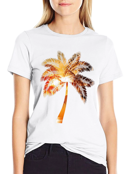 Sunset Palm Tree Graphic Tee - Tropical Vibe Shirt