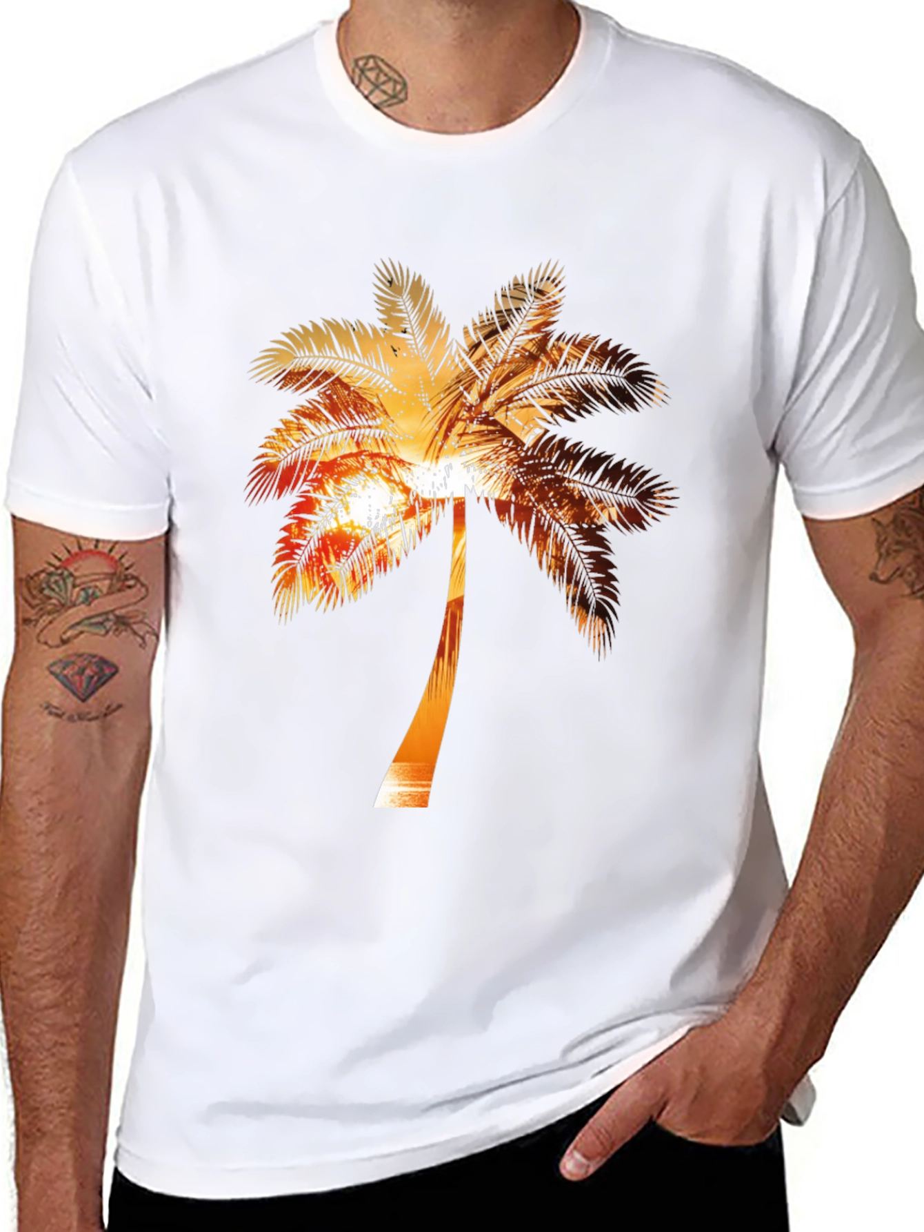 Sunset Palm Tree Graphic Tee - Tropical Vibe Shirt