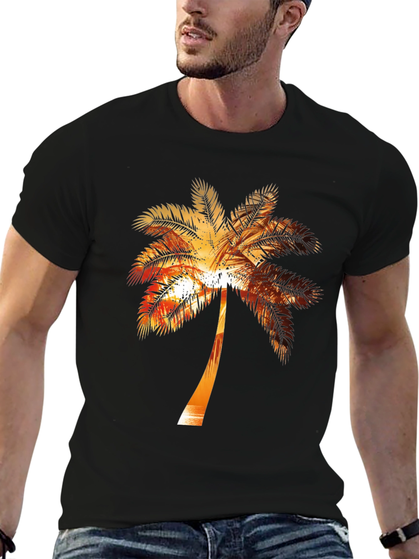 Sunset Palm Tree Graphic Tee - Tropical Vibe Shirt