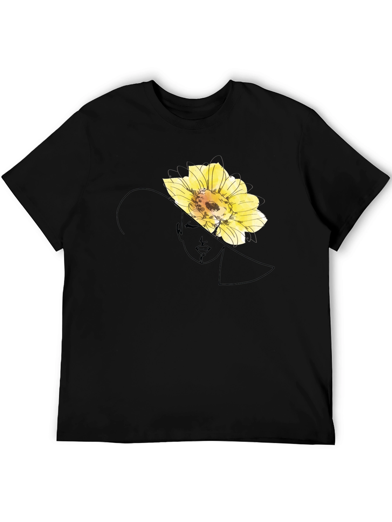 Elegant Flower Portrait Black T-Shirt