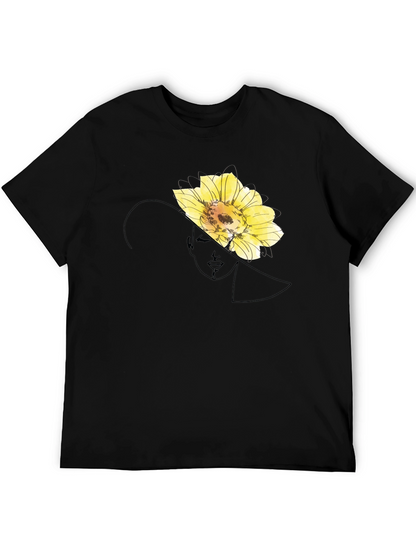 Elegant Flower Portrait Black T-Shirt