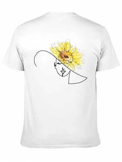 Elegant Flower Portrait Black T-Shirt