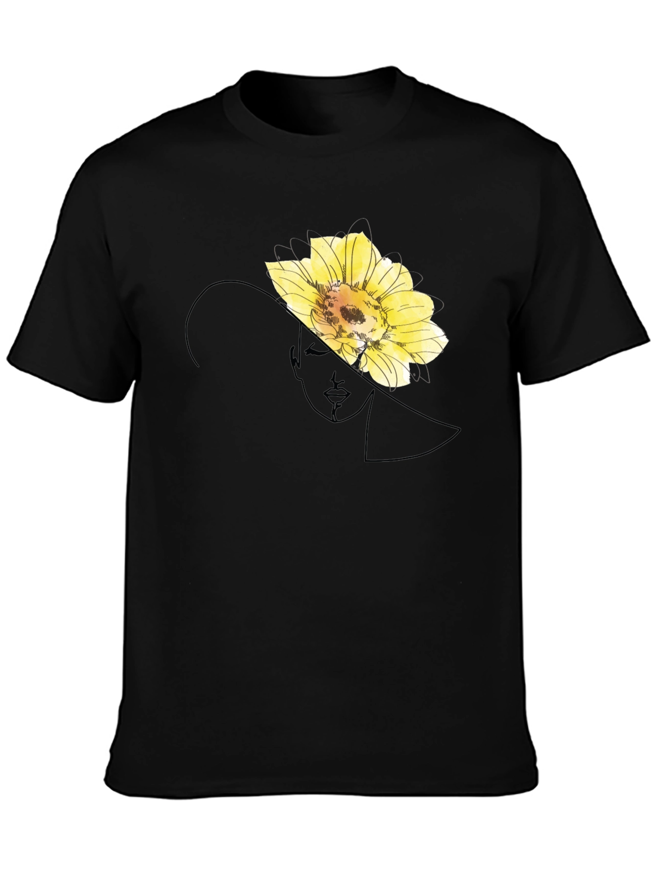 Elegant Flower Portrait Black T-Shirt