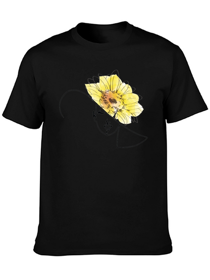 Elegant Flower Portrait Black T-Shirt