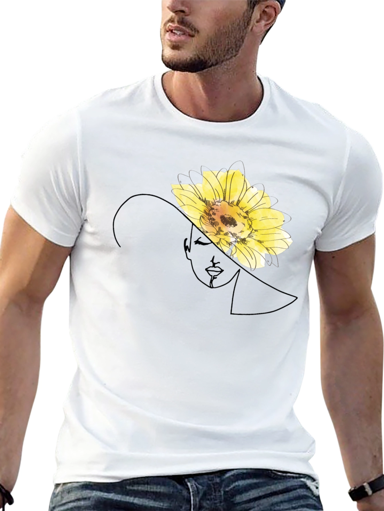 Elegant Flower Portrait Black T-Shirt