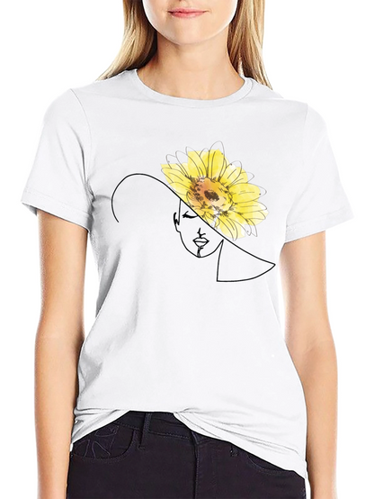 Elegant Flower Portrait Black T-Shirt